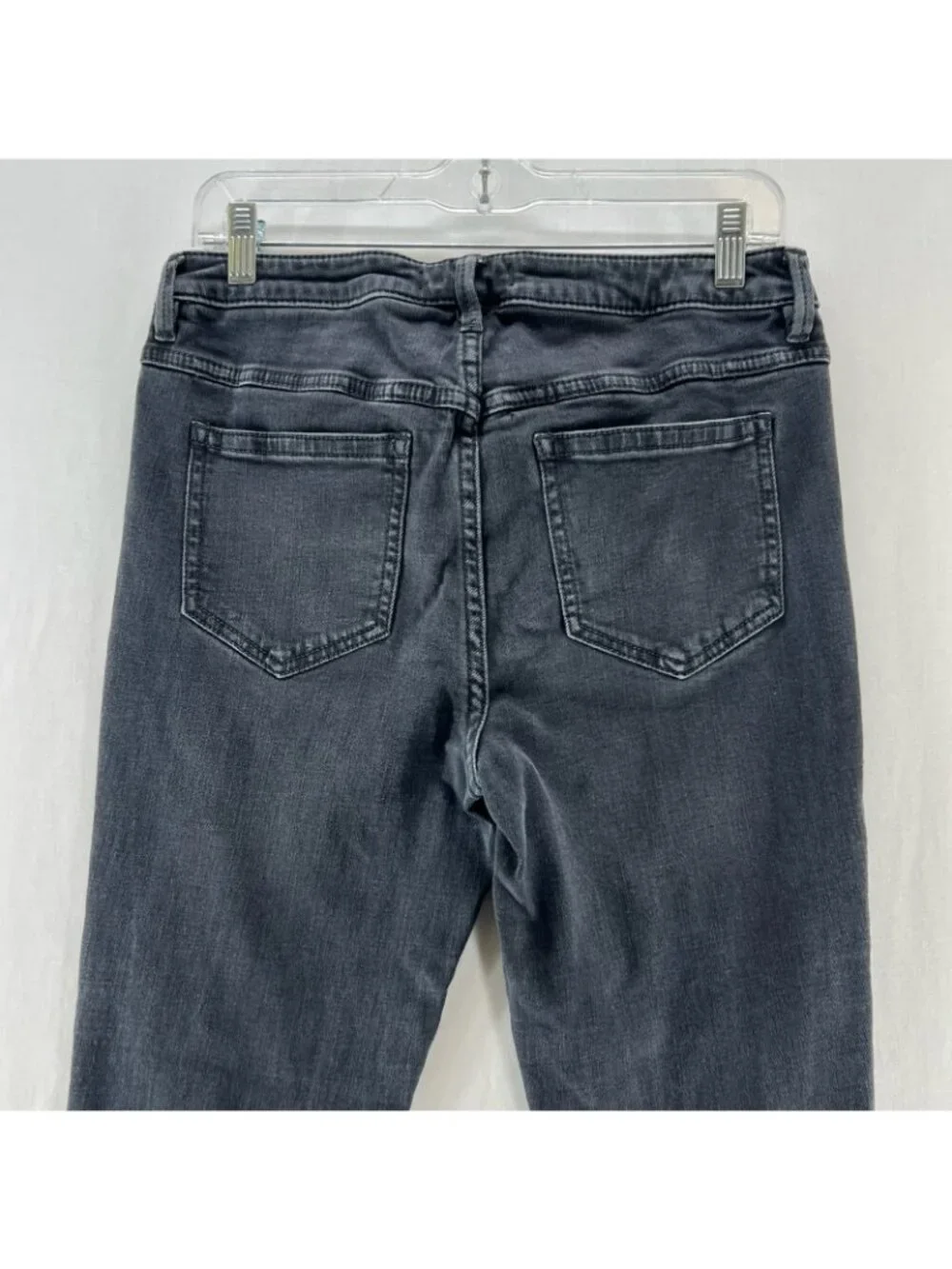 Free People Skinny Jeans Womens 29 Button Fly Stretch Denim High Rise Faded Gray